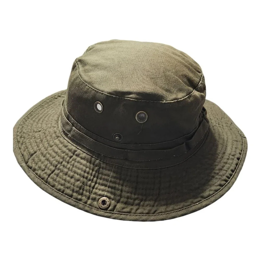 Olive Green Boonie Hat With Adjustable Strap & Ventilation Eyelets - Picture 2 of 7